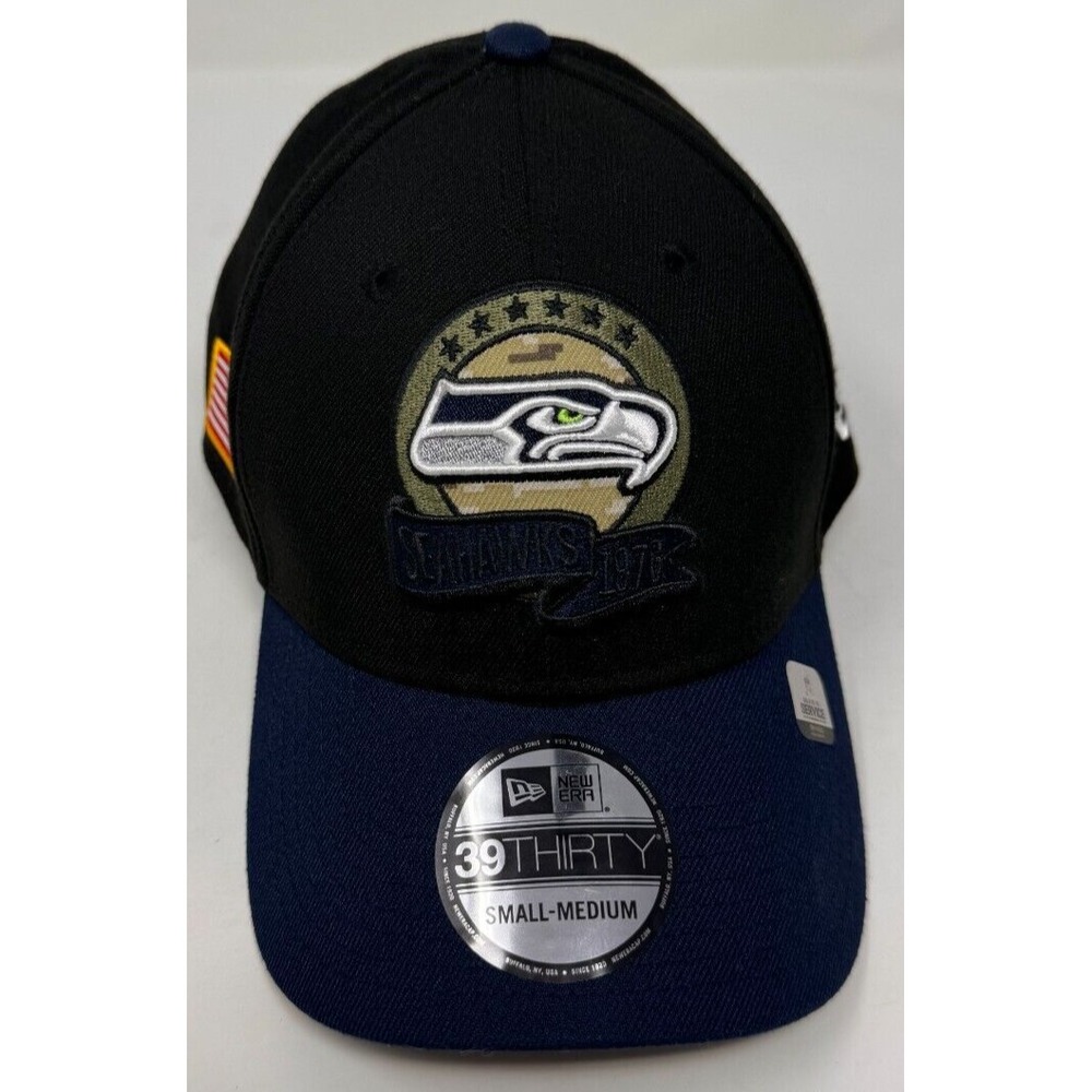 NWT Seattle Seahawks Blue-Black New Era 39Thirty Size Small- Medium Hat Cap 1976